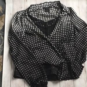 White House black market polka dot blouse